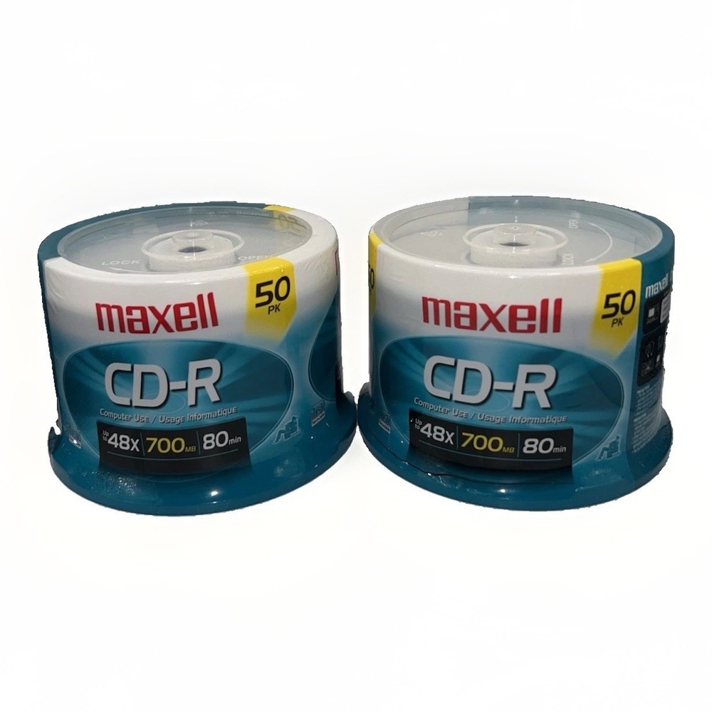 Maxell CD-R 700MB 80min 48x Blank Recordable Discs 100 Pack 2x 50pk Spindles NEW
